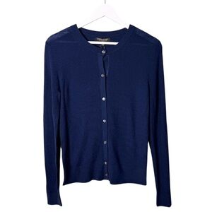 NWT Banana Republic Merino Wool Button Front Rib Sweater Navy Blue Size Medium